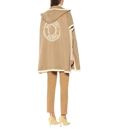 Shop Burberry Wool And Cashmere Jacquard Cape In Beige
