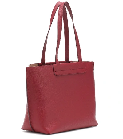 Shop Tod's Logo Medium Leather Shopper In Red