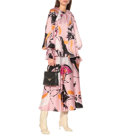 Shop Roksanda Colvin Silk-satin Midi Skirt In Pink