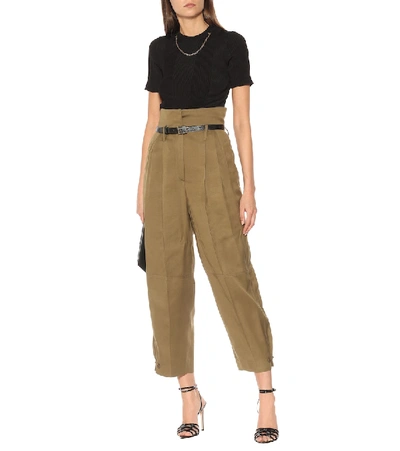 Shop Givenchy High-rise Wide-leg Pants In Green