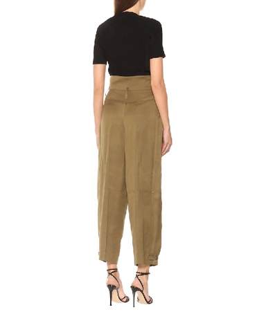 Shop Givenchy High-rise Wide-leg Pants In Green