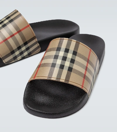 Shop Burberry Furley Vintage Checked Slides In Beige