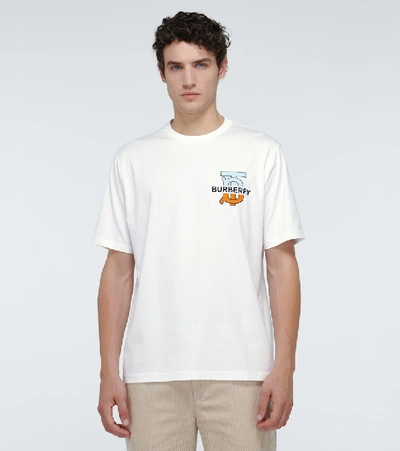 Shop Burberry Ganther Cotton T-shirt In White