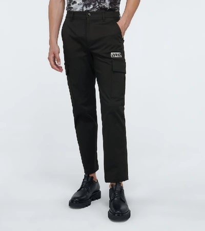 Shop Valentino Cargo Pants With Logo In Black