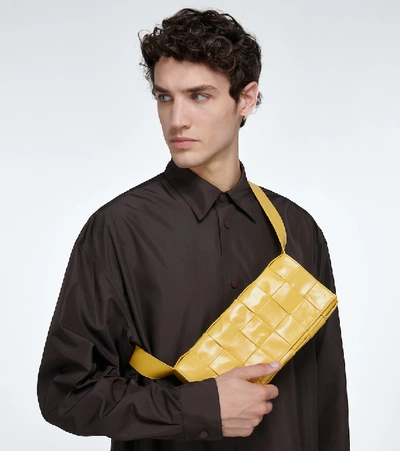Shop Bottega Veneta Stretch Cassette Shoulder Bag In Yellow
