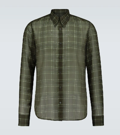 Shop Dries Van Noten Long-sleeved Checked Shirt In Green