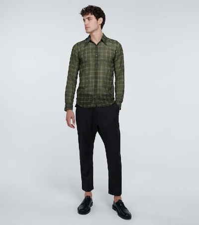 Shop Dries Van Noten Long-sleeved Checked Shirt In Green