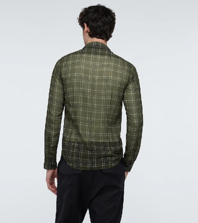 Shop Dries Van Noten Long-sleeved Checked Shirt In Green
