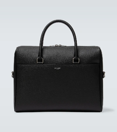 Shop Saint Laurent Duffle Leather Briefcase In Black