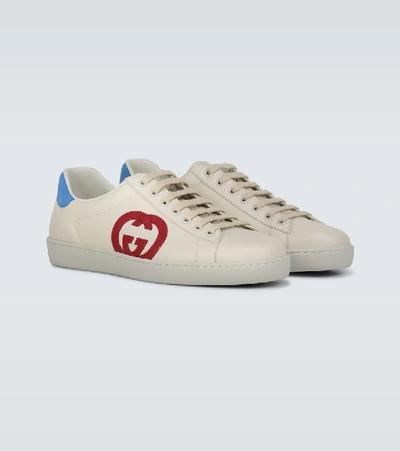 Shop Gucci Ace Sneaker With Interlocking G In Neutrals