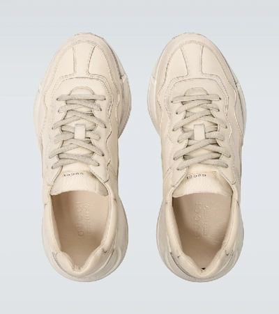 Shop Gucci Rhyton Leather Sneakers In Neutrals