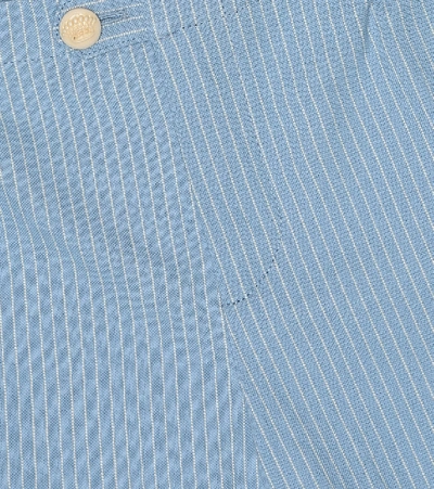 Shop Gucci Striped Cotton Shorts In Blue