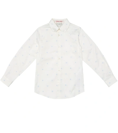 Shop Gucci Embroidered Oxford Cotton Shirt In White