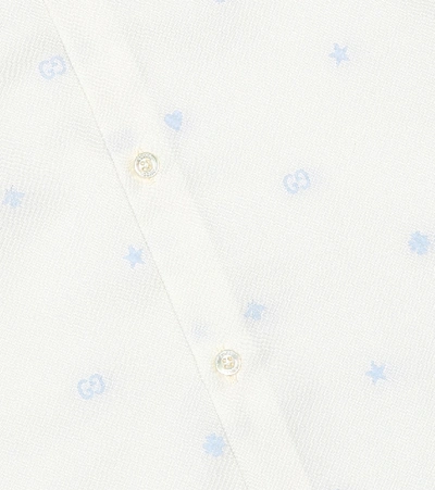Shop Gucci Embroidered Oxford Cotton Shirt In White