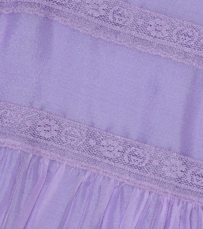 Shop Gucci Lace-trimmed Silk-organza Dress In Purple