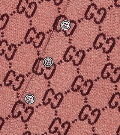 Gucci Baby Gg Wool-jacquard Onesie In Pink