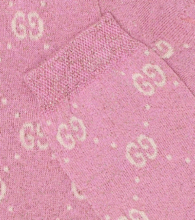 Shop Gucci Lamé Cotton-blend Socks In Pink