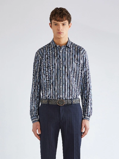 Shop Etro Shirt With Striped Scarf Print