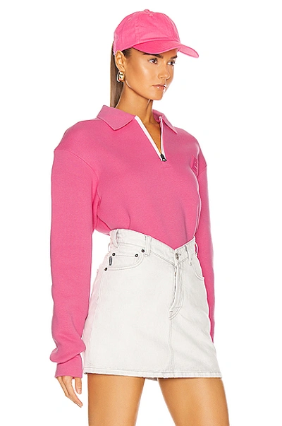 Shop Acne Studios Ferd Face Half Zip Sweatshirt In Bubblegum Pink