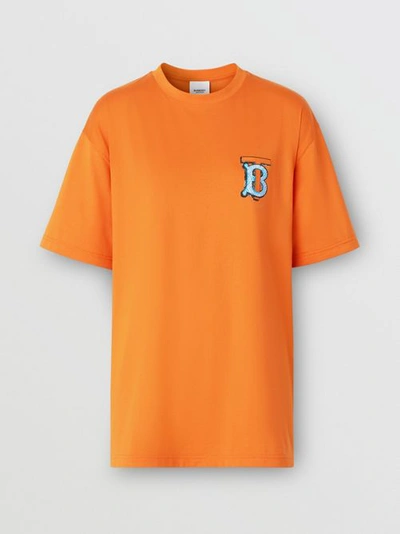 Shop Burberry Monogram Motif Cotton T-shirt – Unisex In Bright Orange