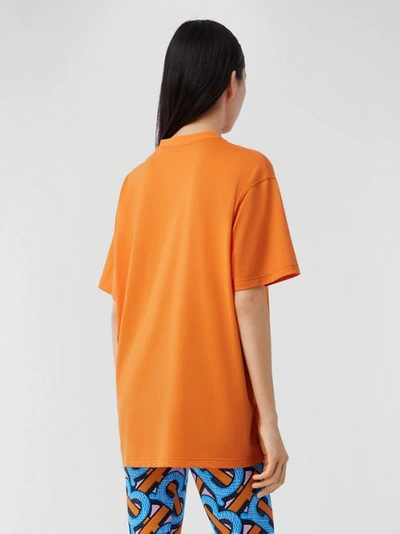 Shop Burberry Monogram Motif Cotton T-shirt – Unisex In Bright Orange