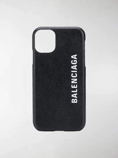 Shop Balenciaga Logo Print Iphone 11 Case In Black