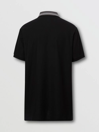 Shop Burberry Monogram Motif Cotton Piqué Polo Shirt – Unisex In Black