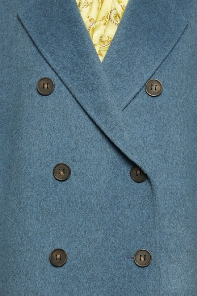 Shop Acne Studios Double-breasted Wool Coat Aqua Blue Melange