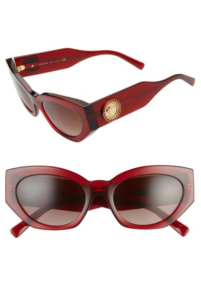 Shop Versace 54mm Cat Eye Sunglasses In Burgundy/ Dark Gradient