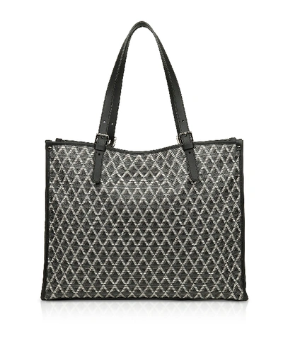 Shop Lancaster Designer Handbags Xl Ikon Coated Canvas Tote Bag In Noir