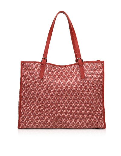 Shop Lancaster Designer Handbags Xl Ikon Coated Canvas Tote Bag In Rouge