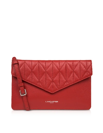Shop Lancaster Handbags Parisienne Matelassé Leather Clutch In Red