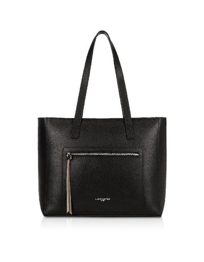 Shop Lancaster Handbags Foulonne Double Leather Tote Bag In Black