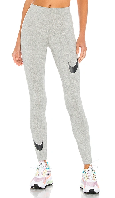 Shop Nike Nsw Legasee Swoosh Legging In Dark Grey Heather