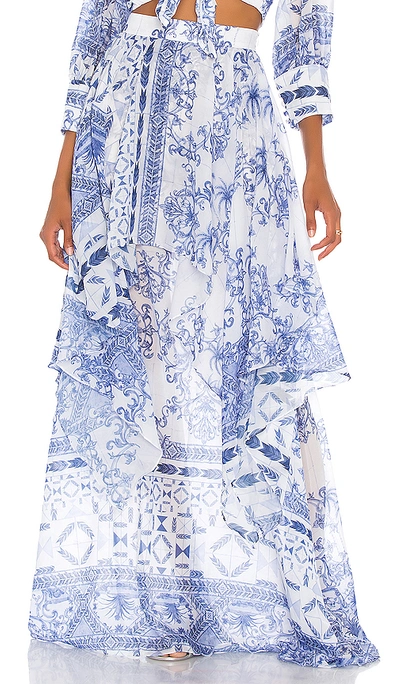 Shop Patbo Amalfi Maxi Skirt In Blue & White