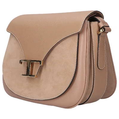 Shop Tod's Women Handbag Crossbody Mini Deerskin Suede Logo Brown