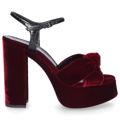 Shop Saint Laurent Sandals Bianca 85 Velvet In Red