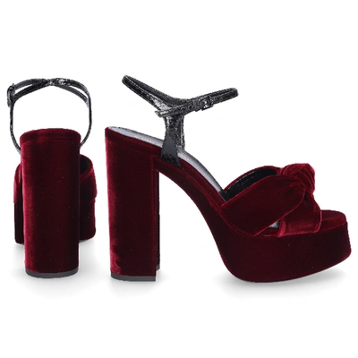 Shop Saint Laurent Sandals Bianca 85 Velvet In Red