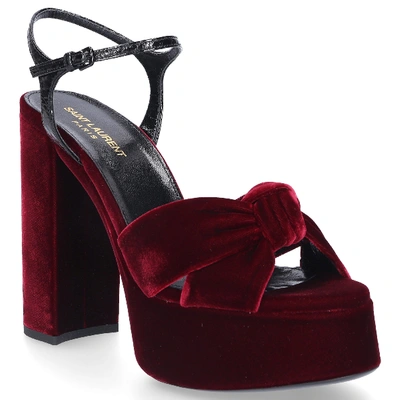 Shop Saint Laurent Sandals Bianca 85 Velvet In Red