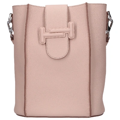 Shop Tod's Women Handbag Double T Deerskin Logo Pink