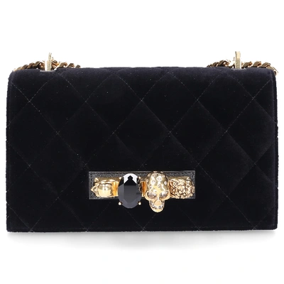 Shop Alexander Mcqueen Women Handbag Jewelled Velvet In Black