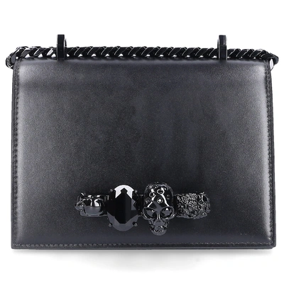 Shop Alexander Mcqueen Handbag Jewelled Satchel Calfskin In Black