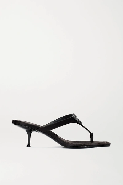 Shop Alexander Wang Bianca Embellished Satin Sandals In Black