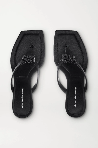 Shop Alexander Wang Bianca Embellished Satin Sandals In Black