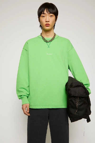 Shop Acne Studios Logo Print Sweatshirt Bright Green