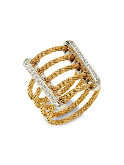 Shop Alor 18k White Gold, Stainless Steel & Diamond Tiered Cable Ring