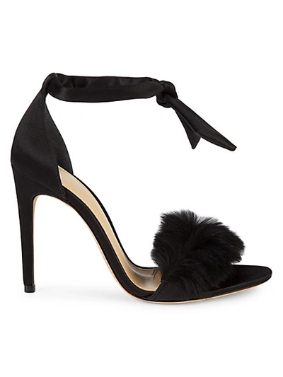 Shop Alexandre Birman Clarita Rabbit Fur-detailed Evening Sandals In Black