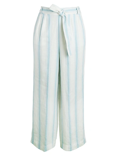 Shop Frame Women's Striped Linen Wide-leg Pants In Off White