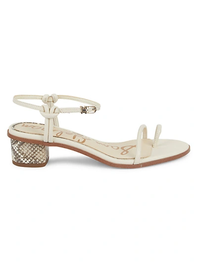 Shop Sam Edelman Isle Leather Side-buckle Ankle-strap Sandals In Beige