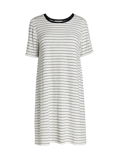 Shop Bcbgeneration Striped A-line Day Dress In Optic White